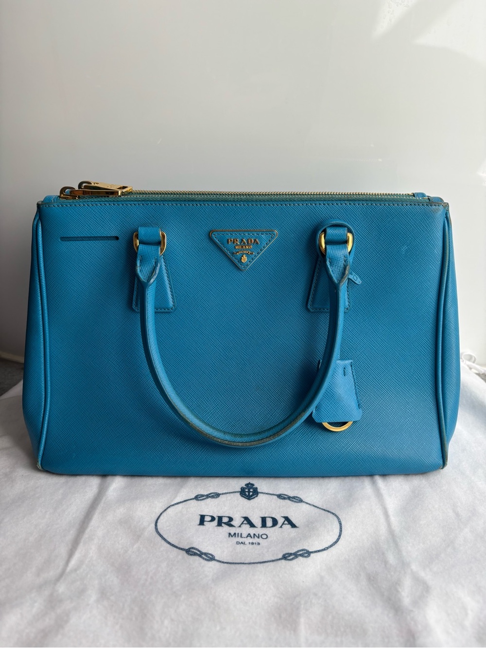 Prada Saffiano Satchel in Turquoise